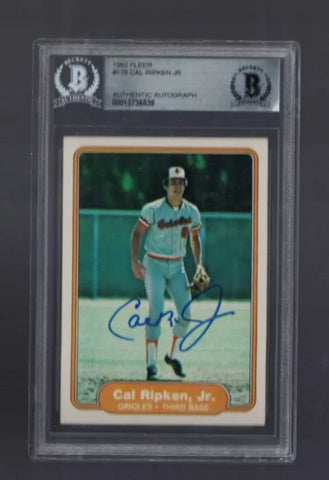 1982 FLEER CAL RIPKEN ROOKIE #176 SIGNED BAS SLABBED Authentic Auto