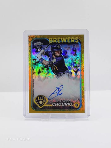 2024 Topps Chrome JACKSON CHOURIO RC Rookie GOLD Logofractor Auto Autograph /50