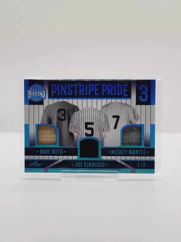 2023 Leaf A Bronx Legacy BABE RUTH, JOE DIMAGGIO, MICKEY MANTLE Relic 1/6 🔥 WOW