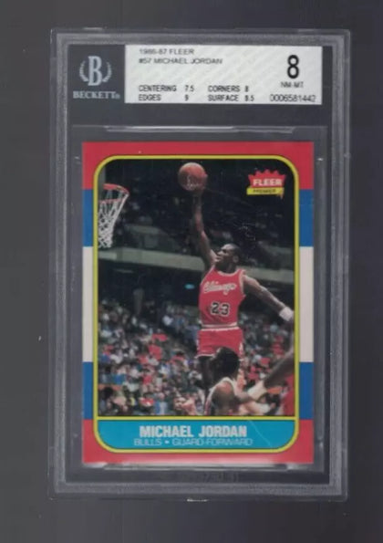 1986-87 Fleer #57 Michael Jordan Rookie RC BGS Beckett 8 NM-MT !!!!