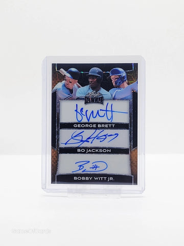 2025 Leaf Metal GEORGE BRETT, BO JACKSON, BOBBY WITT JR. Triple Auto 1/1 GOLD 🔥
